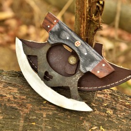 Aj Sanity Knives Handmade Pizza Cutter Carbon Steel Alaskan Ulu Knife Chef Kitchen Chopping