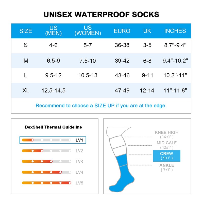 DexShell Men's Standard Crew Length, Navy/Lime, Medium