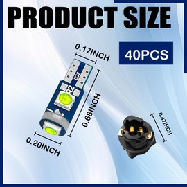 GutGiel 20 PCS T5 37 74 Car LED Bulb Dash Lights with Twist Lock Socket PC74 PC37, Instrument Cluster Bulbs 3030-3SMD for Interior Car Lights Dashboard Instrument Panel Gauge Cluster Indicator(Green)