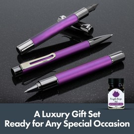 Monteverde Ritma 3+2 Piece Gift Set, Purple - Includes Broad Nib Fountain Pen, Rollerball, Ballpoint, 30ml Ink & Refill - Premium Writing Set for Professionals & Collectors