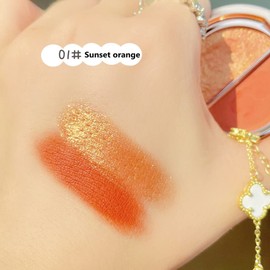 Timipoo Double color eye shadow, high pigment eye makeup palette, matte shimmer metal eye shadow powder, waterproof and durable color eye makeup (01#Sunset orange)