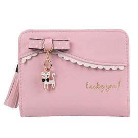 Syrads Women's PU Leather Wallet with Large Capacity for Women Wallet with Multiple Card Slots for Girls, pink, Classic