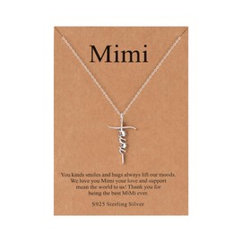 Lcherry Mimi Necklace Mama Cross Pendants Necklace for Women S925 Sterling Silver Mother's Day Gifts Christian Necklaces for Women