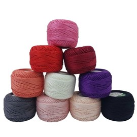 10 Pieces Pearl Cotton Double Shaded Anchor Crochet Cotton Embroidery Thread Balls Size 8 Pearl Balls 2 Ply Crochet Yarn Embroidery (8 Meters Each) (Multicolor 04)