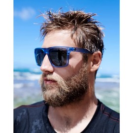 I-SEA Men's Limits Polarized Sunglasses - Mens Sunglasses with Scratch-Resistant & Hydrophobic-Coated Lenses, Trendy Sunglasses with Polycarbonate Frame - Storm Blue Frame, Smoke Polarized Lens