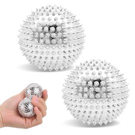 2 x 47 mm hedgehog ball, metal, magnetic acupressure skill balls, spiky ball, magnetic spiky massage ball
