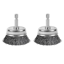 ROZZLOOM 2 Inch Abrasive Wire Brush for Drill - Wire Cup Brush Set with 1/4 Inch Hex Shank - High Carbon Steel Crimped Wire Brush for Cleaning,Rust,Deburring,Removing Paint-2pcs