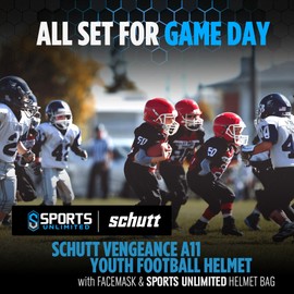 Schutt Vengeance A11 Youth Football Helmet with unattached Facemask and Sports Unlimited Helmet Bag
