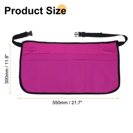 sourcing map Professional Waterproof Cleaning Apron 11.8"x21.7" Adjustable Waist Belt Waitress Waiter Short Aprons with 5 Pockets for Cleaning Work of House Hotel, Rose Red