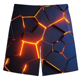 TUONROAD Boys Swimming Shorts Funny 3D Print Quick Drying Swimming Trunks with Mesh Lining Summer Beach Shorts 5-14 Years, 1 A Lava