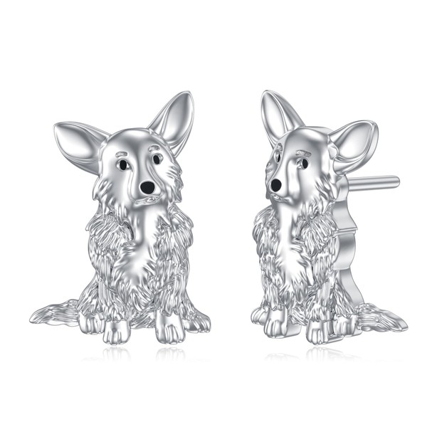 MEIDERBO Corgi Earrings 925 Sterling Silver Dog Stud Earrings Cute