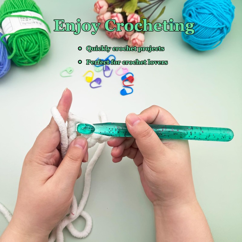 Hobekoee 15mm Large Crochet Hook for Chunky Yarn,Ergonomic Crochet Needles