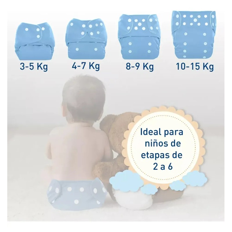 Pañales Ecológicos Paquete 12 Reutilizables + 12 Insertos