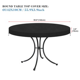 VANSHEIM Table Cover Garden Furniture Cover Waterproof Cover Garden Table Cover Garden Furniture Cover for Round Garden Tables UV-Resistant Oxford Fabric Diameter 142 x 10 cm