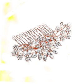 LALAFINA Rhinestone Pearl Hairpin Bridal Hair Comb Wedding Hair Pins Side Comb Hairpiece for Women Perfect Bridal Shower Accessory