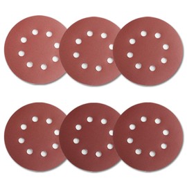 Pack of 90 Velcro Sandpaper 125 mm, 40/60/80/120/180/240 Grit, 8 Holes, Round Sanding Discs for Random Orbital Sanders, Wood, Metal