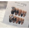 [In-store special discount]Nude black ribbon dot handmade nail tip -