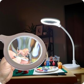 Brightech LightView Pro Flex 2 in 1 Magnifying Desk Lamp, 1.75x Light Magnifier, Adjustable Gooseneck Magnifying Glass with Light for Crafts, Reading, Close Work