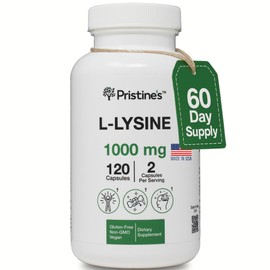 PRISTINE'S L Lysine 1000MG 60 Day Supply - Lip & Gum Health Essential Amino Acid & Immunity Support Supplement - Optimal Muscle & Tissue Support - Collagen Production - Vegan - Gluten Free