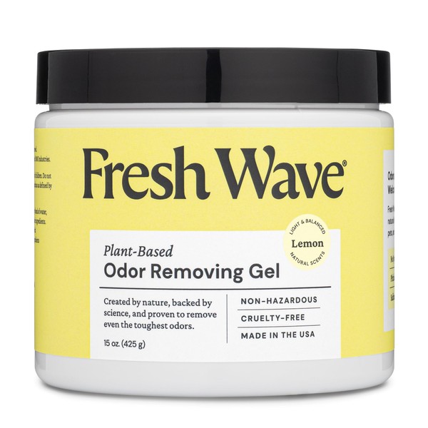 Fresh Wave Lemon Odor Removing Gel, 15 oz. | Odor Absorbers for Home | Safer Odor Relief | Natural Plant-Based Odor Eliminator | Every 15 oz. lasts 30-60 Days | For Cooking, Trash & Pets