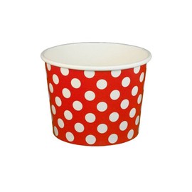 16 oz Yogurt Paper Cups- 1000 Count (Polka Dot- Red)