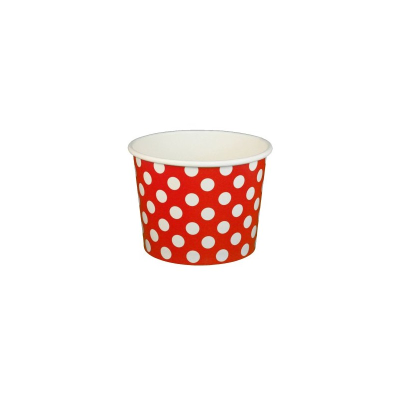 16 oz Yogurt Paper Cups- 1000 Count (Polka Dot- Red)