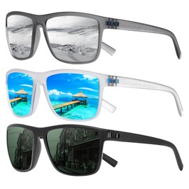 TURBOPEP Square Polarized Sunglasses for Men and Women Lightweight Frame Sun Glasses with UV Protection