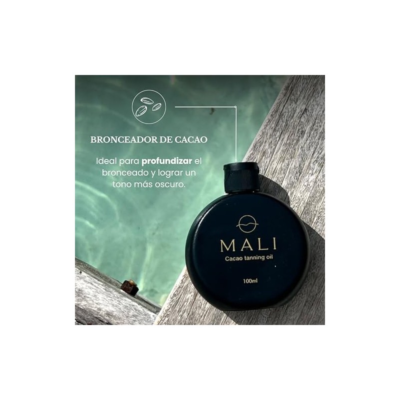 Bronceador Mali Ingredientes 100% Naturales, Aceite a base de Cacao