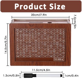 Saving Box, Money Saving Box, Money Boxes for Adults, 10000 Saving Challenge Box, Reusable Wooden Money Tin,Portable Money Saving Box for Adults, Money Jar for Adult & Kids (GBP)