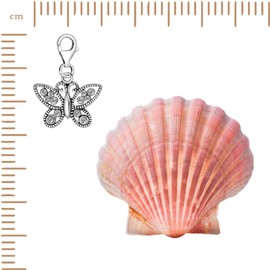 Quiges 925 Silver Butterfly Charm with Lobster Clasp for Bracelets, Glass enamel Glass, Cubic Zirconia