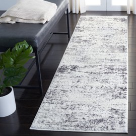 SAFAVIEH Amelia Collection Runner Rug - 2'2" x 16', Ivory & Grey, Modern Abstract Design, Non-Shedding & Easy Care, Ideal for High Traffic Areas in Living Room, Bedroom (ALA700C)