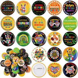 Maysing 200 Pcs Hispanic Heritage Buttons Badges Bulks Hispanic Heritage Month Round Badges Pin for Women Men Party Decorations Gift Accessories 1.5''
