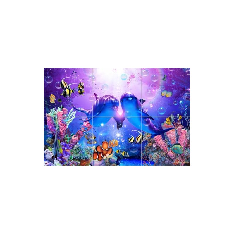 Ceramic Backsplash Tile Mural Dolphin Whale Underwater Ocean Fish Kitchen/Bathroom/Shower