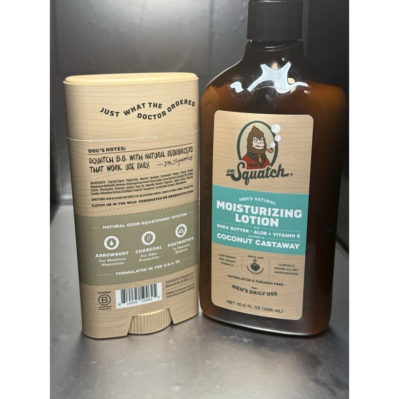 DR. Squatch *Dr Squatch Bonus PACK!*Coconut Castaway Lotion+Birchwo