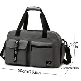 DBPBToU Sports Bag for Men and Women, Travel Bag with Shoe Compartment, Training Bag with Wet Compartment, Waterproof Weekender Bag, Gym Bag, Swimming Bag, Sauna Bag, gray, Sporty