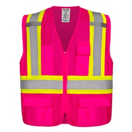 KAYGO Safety Vest with Pockets - High Visibility Reflective Vest ANSI Class 2 Construction Vest (Type R, Not FR) KG0100 (S, Pink, 1 Pcs)