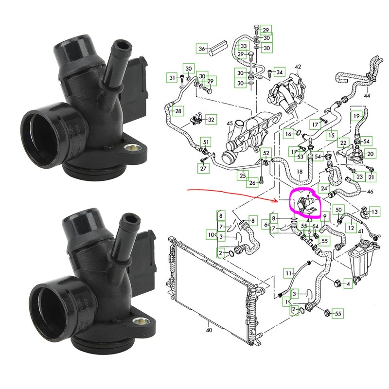 Engine Coolant Hose Flange 06H121132H Cooling Hose Flange Replacenment for