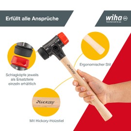 Wiha Safety Soft-Faced Hammer with Hardness Level 5, Black, Orange, Transparent, Round Plastic Hammer, 83238040