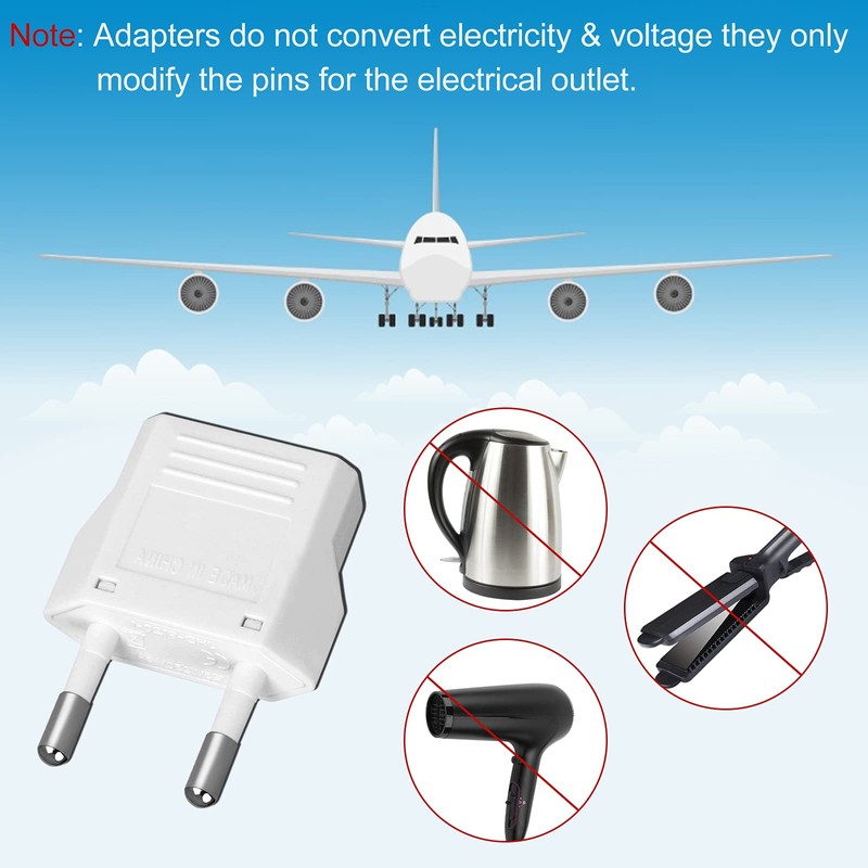 6 Pack US to Europe Plug Adapter - Type C