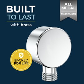 HammerHead Showers Solid Metal Drop Ell Wall Mount Elbow, 1/2" Shower Hose Connector, Round Handheld Shower Head Elbow Adapter, Shower Drop, Chrome