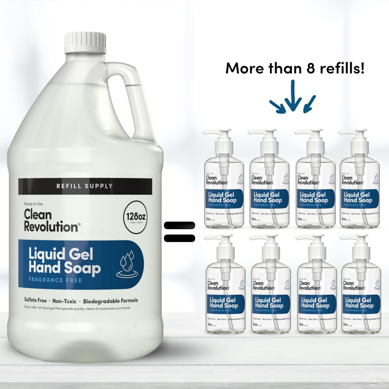 Clean Revolution Liquid Gel Hand Soap, Silky Rich Liquid, Quick