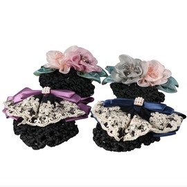 4Pcs/set Silk Flower Hair Clip,Women Hair Bun Cover Barrette Hair Clip Snood Hairnet for Women Girls Hair Accessories