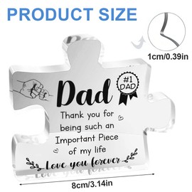 NOPKESV 1 Piece Engraved Acrylic Jigsaw Puzzle, Father's Day Gift, Birthday Gift for Dad from Daughter/Son, Gift for Dad