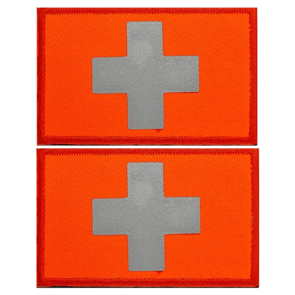 2pcs Reflective Cross Safety Patches Military Hook and Loop Cross