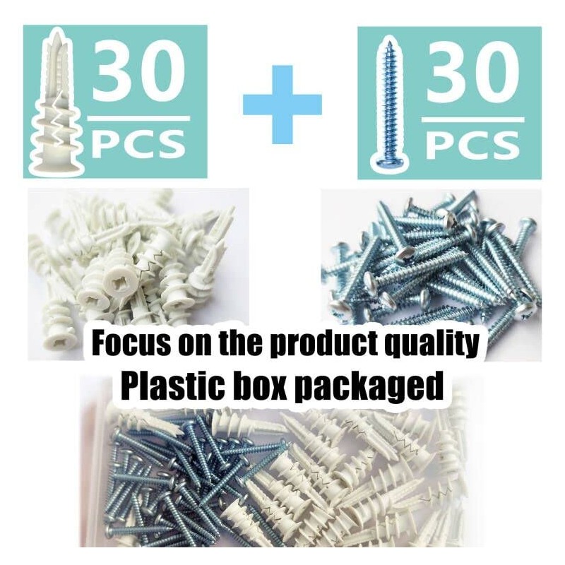 Ansoon Plastic Self Drilling Drywall Anchor with Screws Kit -