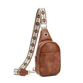 CHOLISS Small Sling Bag for Women Leather Crossbody Fanny Packs Chest Bag for Women, Brown