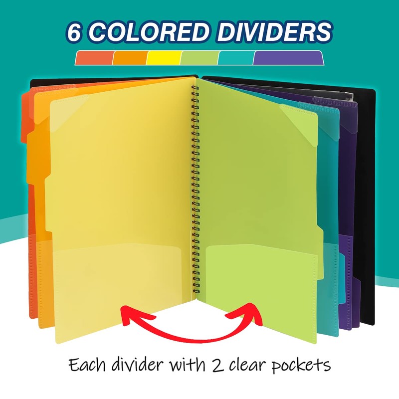 H4D 12 Pocket Poly Project Organizer, Spiral Multi Pocket Folder