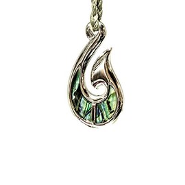 Stainless Steel Fish Hook Necklace with New Zealand Paua Shell Abalone