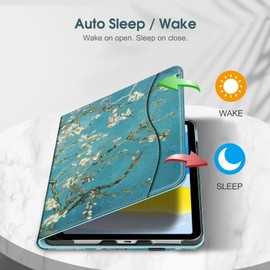 Fintie Fintie Case for iPad (A16) 11th Generation 11 Inch (2025), iPad 10th Generation 10.9 Inch (2022), Multi-Angle Viewing Protective Stand Cover with Pencil Holder & Pocket, Blossom