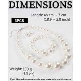 TPZORJX perlenkette damen,Große Perlen Schmuck Set Nachgemachte Perlenkette Armband Ohrstecker Damen Halskette perlenkette fasching Statement Perlenarmband Perlen Ohrringen für Hochzeit Events Party